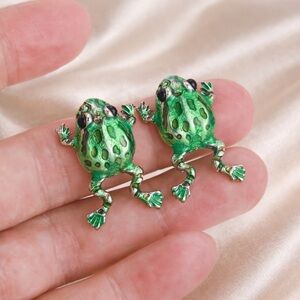 Green Frog Cute Earrings